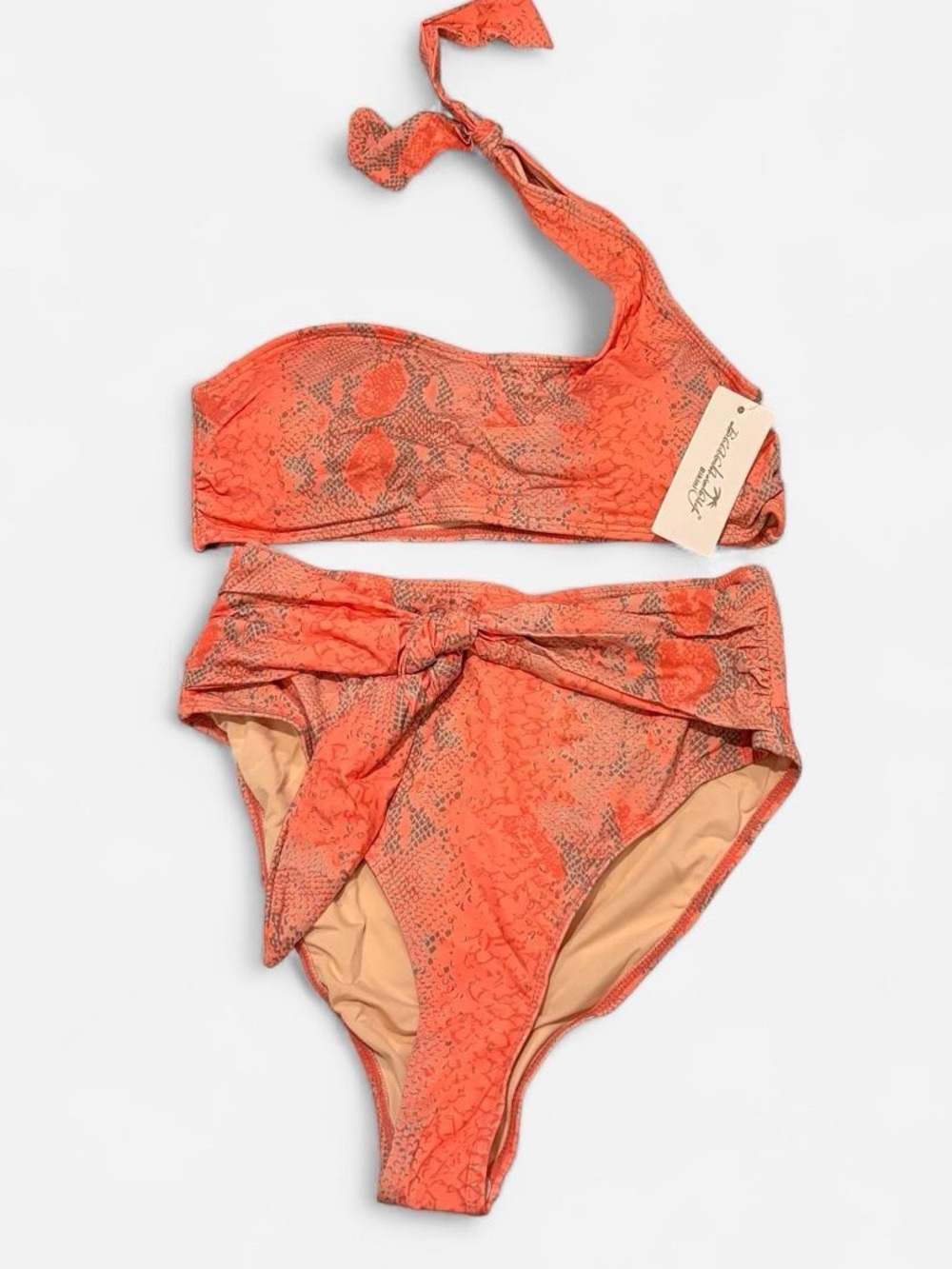 Beach Joy Orange Snake Print Bikini Set, NWT, Size M